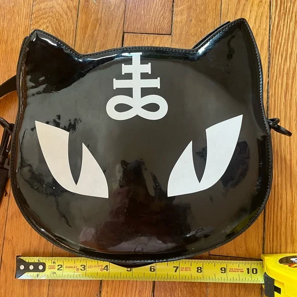 Killstar Black Cat Face Crossbody Bag - Picture 2 of 5